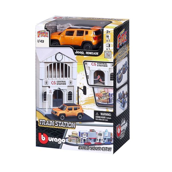 Игровой набор серии Bburago City - ЖЕЛЕЗНОДОРОЖНАЯ СТАНЦИЯ (станция, автомобиль 1:43) 18-31505 фото