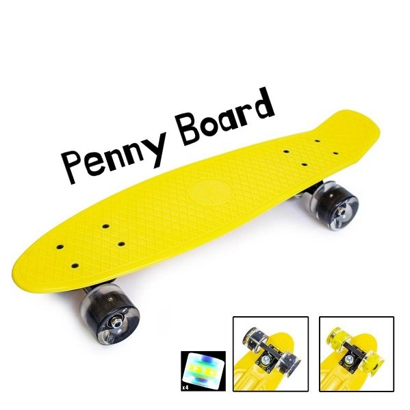 Пенні Борд Penny Board 22,5" Yellow LED (Світяться колеса), Жовтий 945855759 фото