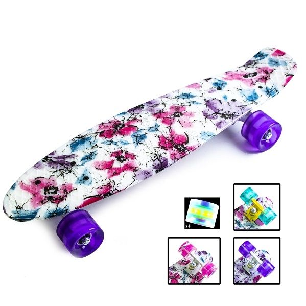 Пенні Борд Penny Board 22" Flowers chamomile Квіти ромашки (Світяться колеса) 1427061371 фото