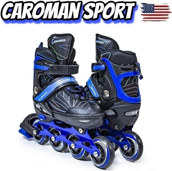 Детские раздвижные роликовые коньки Caroman Sport Синий (размер 27-31) 503752028-S фото