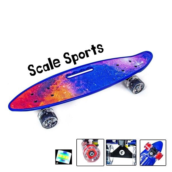 Пенні Борд з ручкою Scale Sports 22,5" Universe Всесвіт (Світяться колеса) 87993766 фото