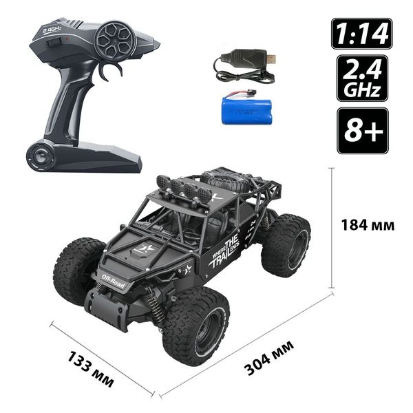 Автомобіль OFF-ROAD CRAWLER з р/к - RACE (матовий чорний, метал. корпус, акум.6V, 1:14) SL-309RHMBl фото