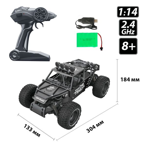 Автомобіль OFF-ROAD CRAWLER з р/к - RACE (матовий чорний, метал. корпус, акум.6V, 1:14) SL-309RHMBl фото