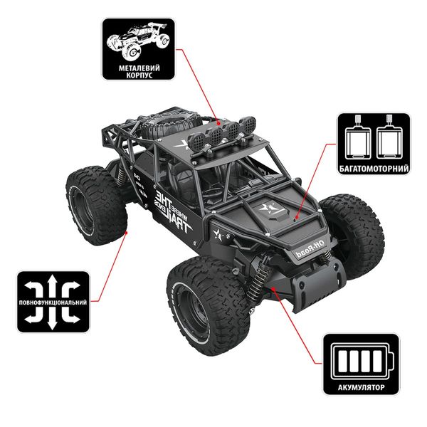 Автомобіль OFF-ROAD CRAWLER з р/к - RACE (матовий чорний, метал. корпус, акум.6V, 1:14) SL-309RHMBl фото