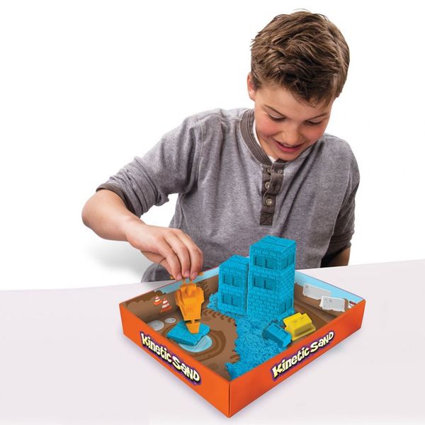 Пісок для дитячої творчості - KINETIC SAND CONSTRUCTION ZONE (блакитний, формочки, 283 г) 71417-2 фото